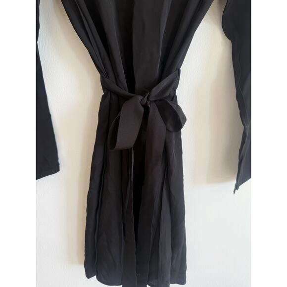 THEORY Nadora Modern Silk Black Long Sleeve Mini Dress LBD Sz 2 Elegant Minimal - Picture 4 of 9